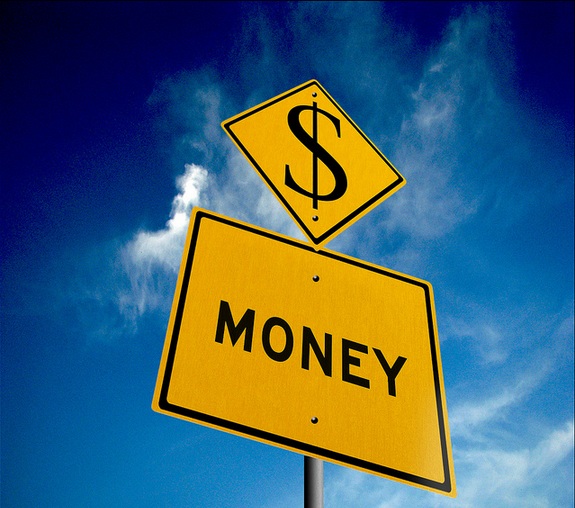 Money road sign