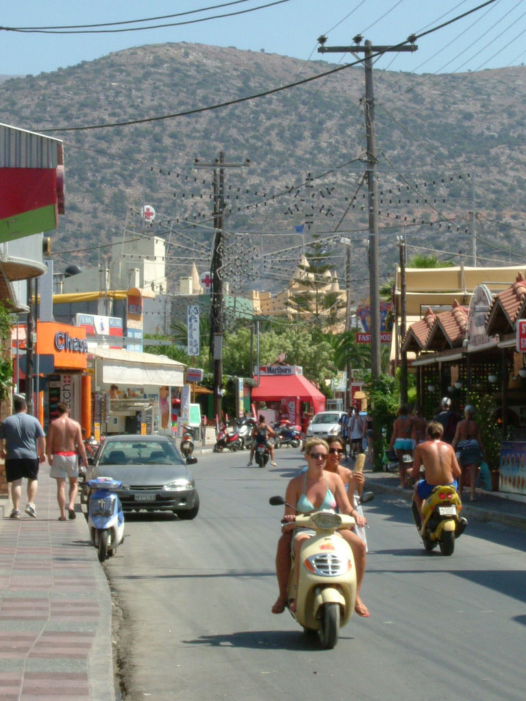 main drag in Malia, Crete