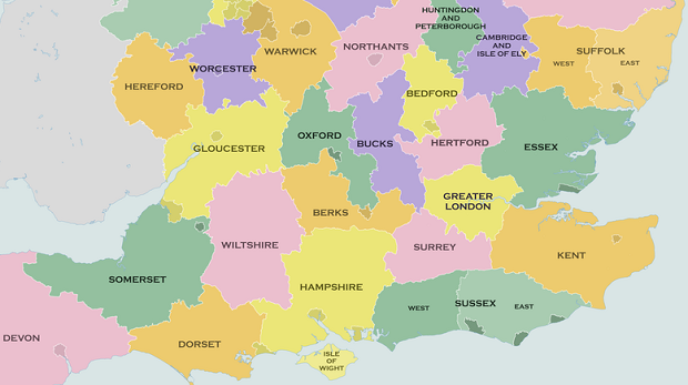 countie in southern England